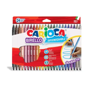 CARIOCA Birello Set of 24 Felt Tip Pens – Double Tip