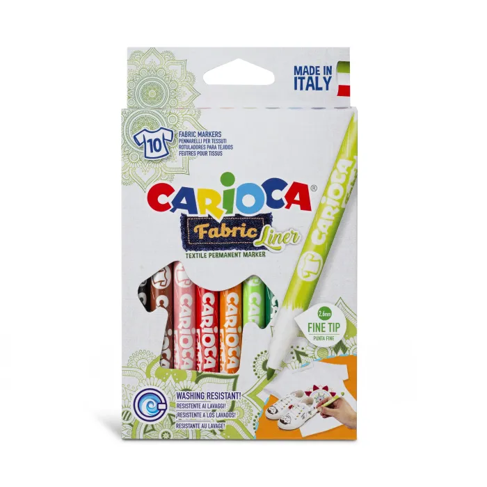 CARIOCA Fabric Liner Marker Set Of 10 Fine Tip