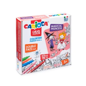 Carioca Coloring Puzzle + 12 Felt Tip Pens Magical Princess