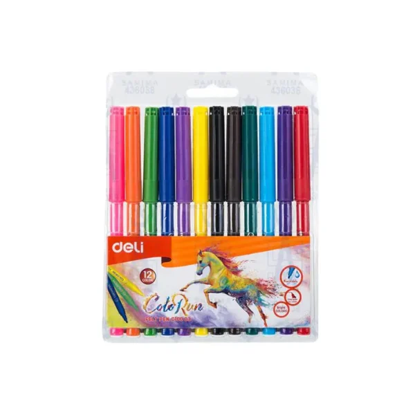 DELI C100 03 COLORUN FELT PEN 12'S