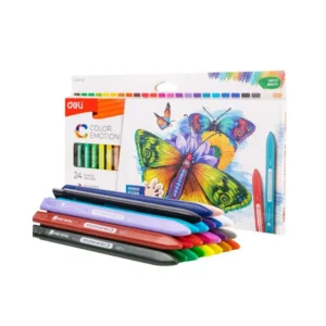 Deli Color Emotion Plastic Crayons 24 Pcs