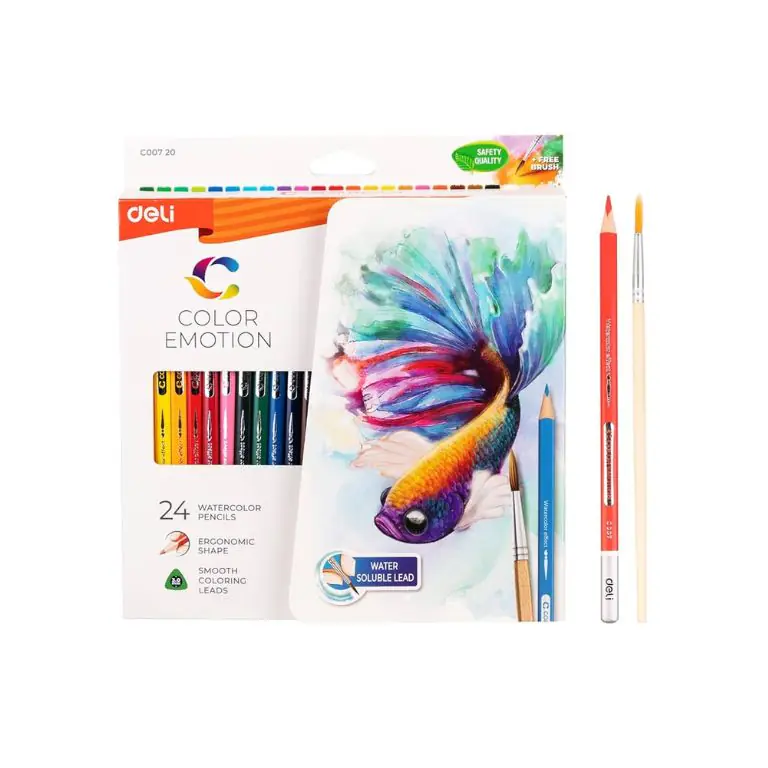 Deli emotion watercolor pencils with a brush pack of 24 colors