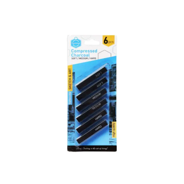 Keep Smiling Compressed Charcoal (Soft, Medium, Hard) Set Of 6 Pcs.