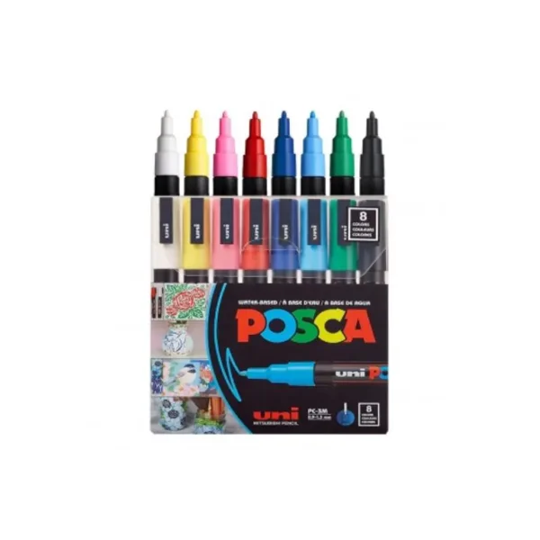 Uni POSCA Permanent Marker Set 8 Colors 0.9-1.3mm