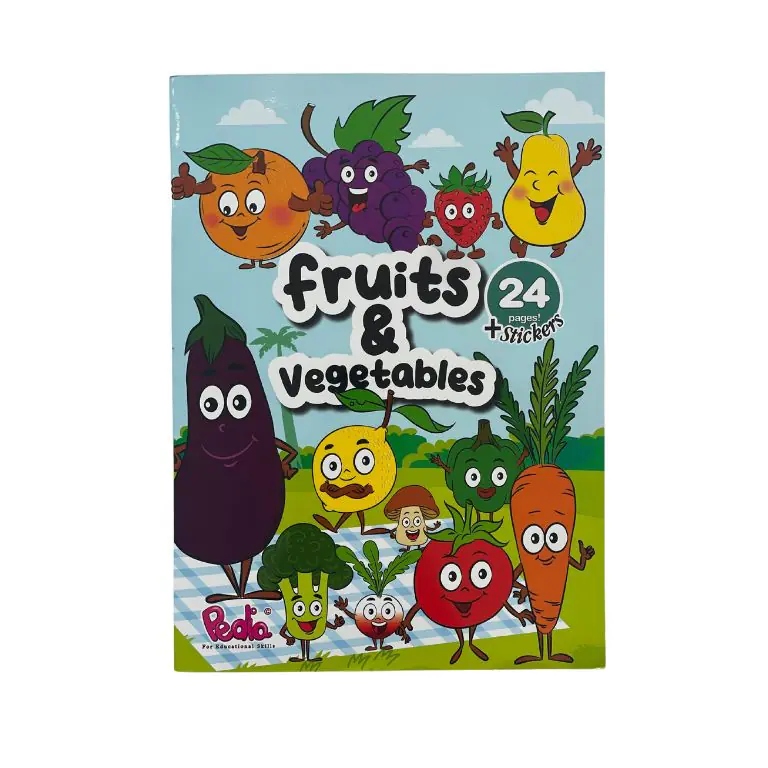 Fruits and Vegetables Coloring Book with Stickers