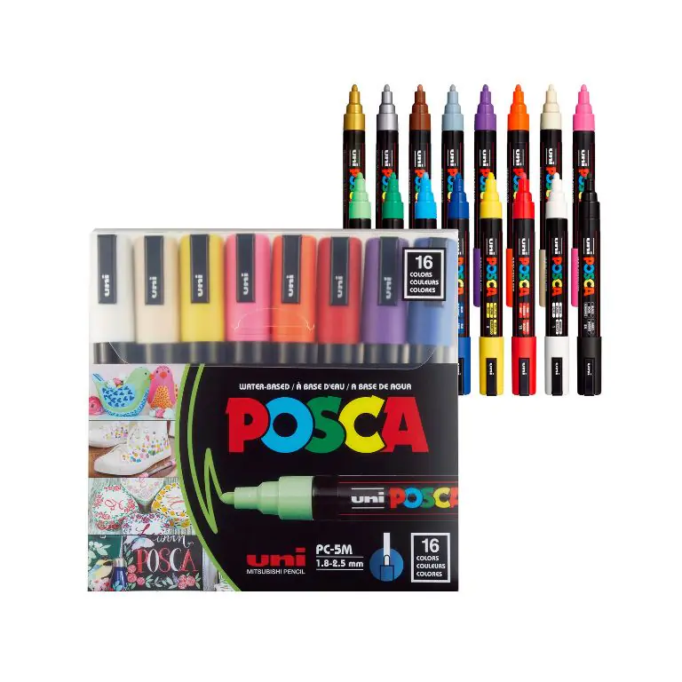 Posca Paint Marker Pen - PC-5M Extra Fine 1.8-2.5 mm, 16 Colors