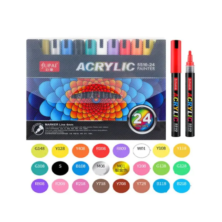 Jupai Acrylic 5510-24 Painter 24 Color Marker Line 24 Color Acrylic Pen 4mm