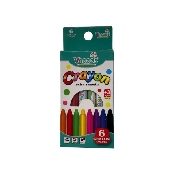 Vneeds Crayon Extra Smooth 6 Crayons (Short)