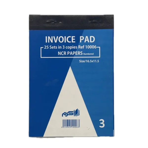 INVOICE PAD 25 sets in 3 copies NCR PAPERS Size/16.5*11.5 – Akram Library