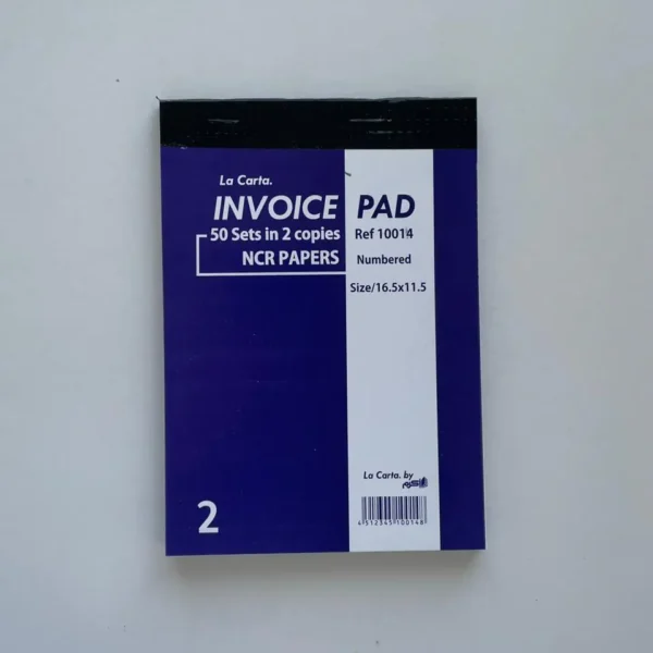 INVOICE PAD 50 sets in 2 copies NCR PAPERS Size/16.5*11.5 – Akram Library