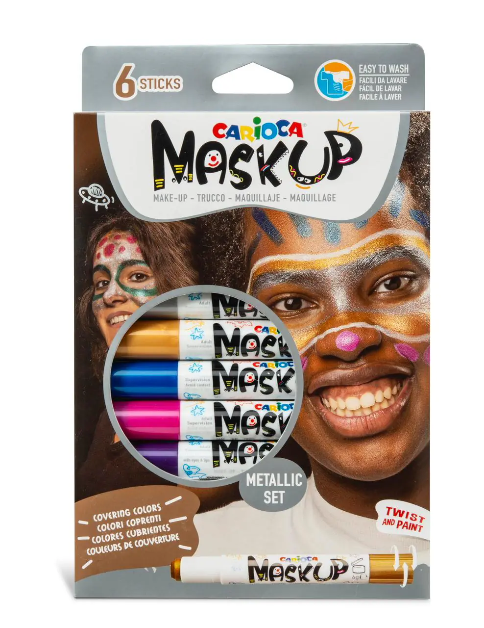 Carioca Set 6 Face Color Sticks Mask Up - Metallic